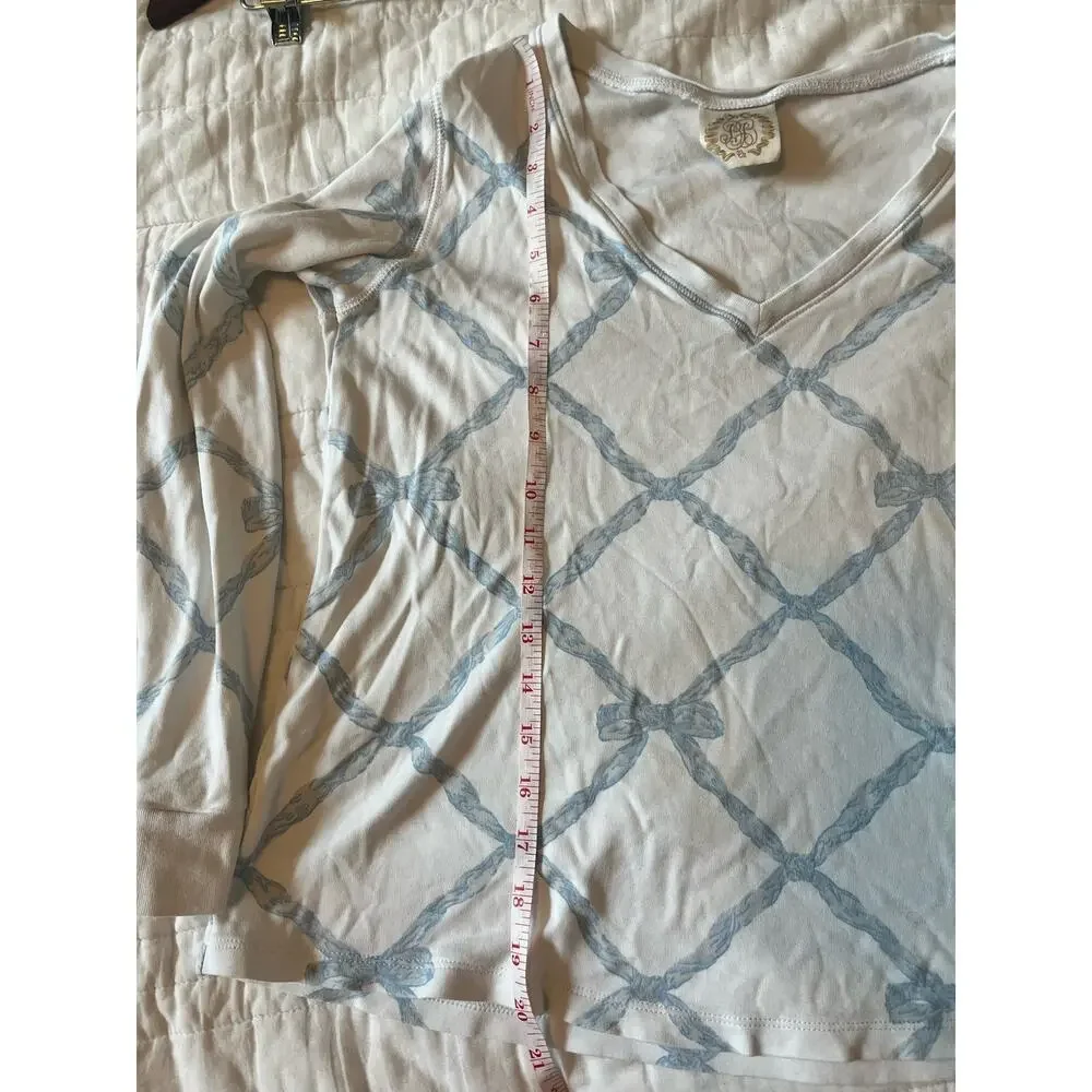 The Beaufort Bonnet‎ Company Women’s Sleep Top TBBC White/Blue Ribbon Bow XS - Picture 5 of 9